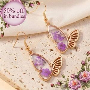 Butterfly Resin Dried Flower Pressed Earrings